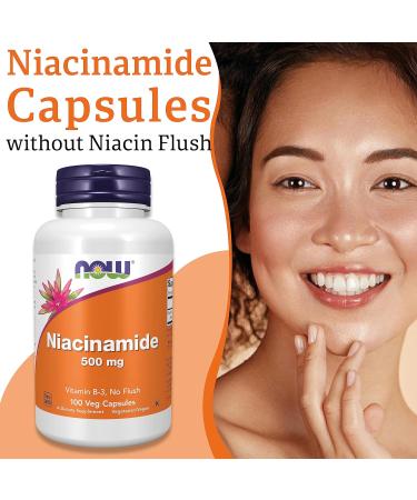 Now Foods Niacinamide 500mg - 100 Vegan Capsules | Lab-Tested Vitamin B3 | Gluten-Free, Soy-Free, Vegetarian - Buy Online on GoSupps.com