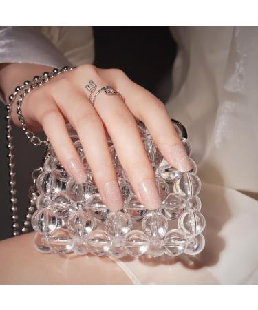 DANNI & TONI Semi Cured Gel Nail Polish Strips - Glitz Collection | Salon-Quality Manicure Stickers in Peach Puff with Colourful Shimmer - 28 Stickers - Buy Online on GoSupps.com