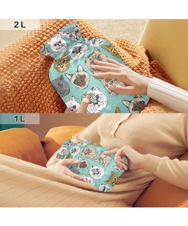 Hot Water Bottles with Cute Cat Cover | 2L Pain Relief & Sports Injury Aid - Buy Online on GoSupps.com