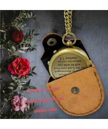 Brass Compass for Religious Gifts - Ideal for Confirmation, Baptism, Easter, Christian Men, Catholic, Birthdays, Teens, Graduation - Be Strong and Courageous - Buy Online on GoSupps.com