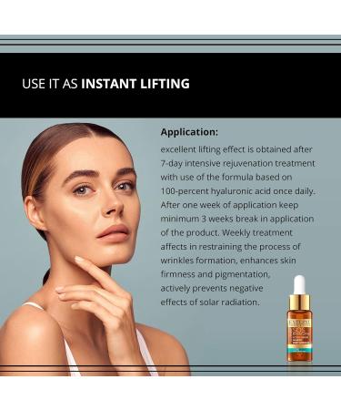Eveline Cosmetics Active Face Serum against Deep Wrinkles and Fine Lines | 18 ML | Anti Wrinkle Face Lift Cream | 100% Hyaluronic Acid | Smooth Moisturised Skin | Face Serum for All Skin Types - Buy Online on GoSupps.com