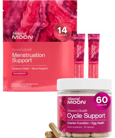 Mineral Moon Hormonal Support Bundle - Menstrual Supplement + Cycle Support - Aid Ovulation Hormonal Balance & PMS Support - Reduce Period Cramps & Fatigue - Antioxidant Ovarian Support Vitamins