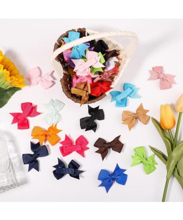 DooBoi Hair Clips 80PCS - 2'' Mini Grosgrain Ribbon Bows Set for Girls, Teens, Infants, and Toddlers - Solid Color Boutique Hair Accessories - Buy Online on GoSupps.com