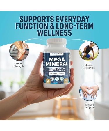 Mega Mineral Complete Complex with Vitamin D Calcium Magnesium Zinc Potassium Boron Selenium Chromium & 72 Trace Minerals Iron-Free USA Made 60 Tablets 60 Count (Pack of 1) - Buy Online on GoSupps.com