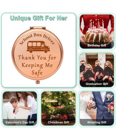 School Bus Driver Appreciation Compact Makeup Mirror - Thank You Gift for Women | Back to School, Retirement, Birthday, Thanksgiving - Buy Online on GoSupps.com