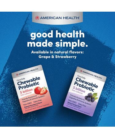 American Health Once Daily Chewable Probiotic - Natural Strawberry, 5 Billion CFU, 30 Tablets - Buy Online on GoSupps.com
