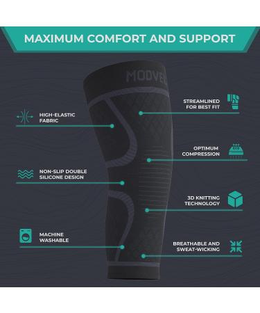Modvel Knee Brace Compression Sleeve for Men & Women - Support for Running - Medical Grade Meniscus Tear, ACL, Arthritis, Joint Pain Relief - Large Black/Grey (2 Pack) - Buy Online on GoSupps.com