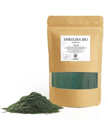 Erbotech Spirulina Pulver Bio 200 g bag rich in proteins calcium and vitamins rich in nutrients biological support vegan made in Italy