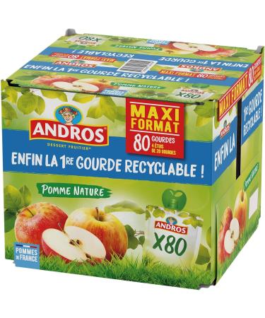  ANDROS ANDROS Recyclable Fruit Compote Pouch Apple Ideal for Children's/Babies' Snacks - Pack of 80 - Buy Online on GoSupps.com