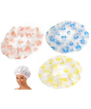 Large (Adult Size) Multipurpose Bathing & Shower Caps - Reusable  Washable (1 Blue  1 Yellow & 1 Peach Floral) (3pc)