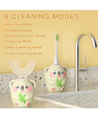 ELOTAME Kids U Shaped Electric Toothbrush with 4 Brush Heads - Grey Koala Auto Sonic Toothbrush for Children 8-15 Years - 360 Full Mouth Cleaning - Animal Toddler Automatic Toothbrush with Travel Cup - Buy Online on GoSupps.com