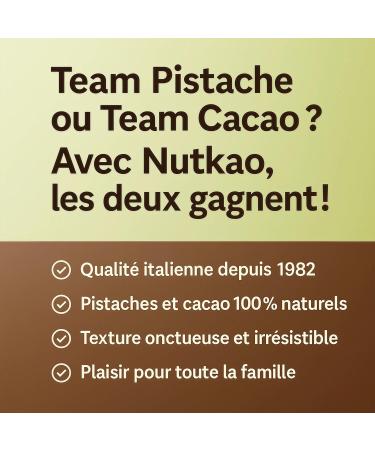 Two-tone pistachio and cocoa spread 330g sweet hazelnut cream made in Italy Nutkao - Buy Online on GoSupps.com