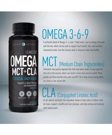 Lean CORE Omega MCT + CLA - Stimulant Free Health & Wellness Formula | Lean Muscle & Toned Physique | Omega 3-6-9 Fatty Acids | Keto Friendly - 30 Day Supply - Buy Online on GoSupps.com
