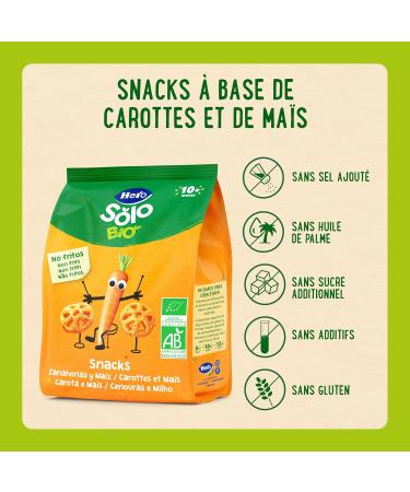 Hero Solo BIO - Snack Carotte et Mais Biologiques - pour B b s Des 10 Mois - non Frits 100% Naturels Sans Gluten ni Conservateurs ni Colorants et Sans sel Ajout - Lot de 6 X 40 g Carotte 240 g - Buy Online on GoSupps.com
