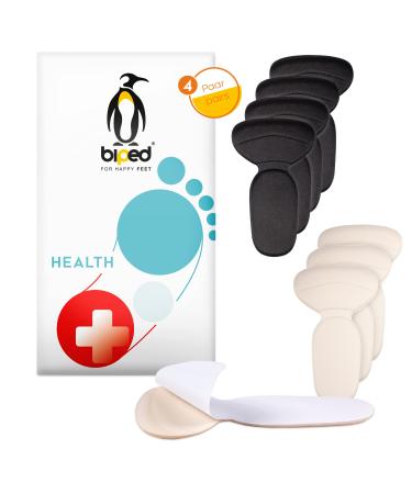 Biped Health 4 pair Heel pads - heel cushion for too big shoes - self -adhesive heel protectors shoe pillow - anti -slip heel pillow for the prevention of bubbles and wounding wound z2807 (beige / black) beige / black