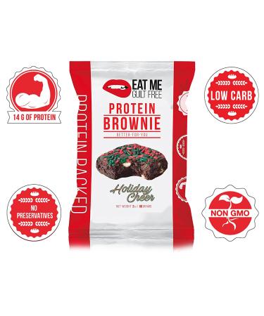 Eat Me Guilt Free Limited Edition Holiday Cheer Brownie - Box of 12 | High Protein, Low Carb - Buy Online on GoSupps.com