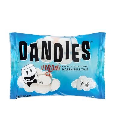 Dandies Vegan Vanilla Flavoured Marshmallows 200g | Vegetarian Friendly | Gluten Free | Non-GMO | No Artificial Flavours Or Colours | Kosher | Allergen Free | Plant Based Snack Vanilla 200g
