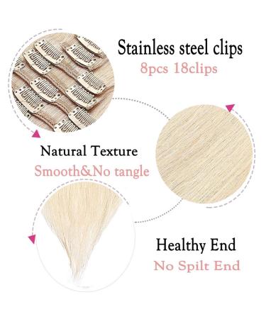 Real Remy Human Hair Extensions - 8pcs Clip-In 18 Clips 105g 50cm (#70 White Bleach) - Premium Quality International Shipping - Buy Online on GoSupps.com