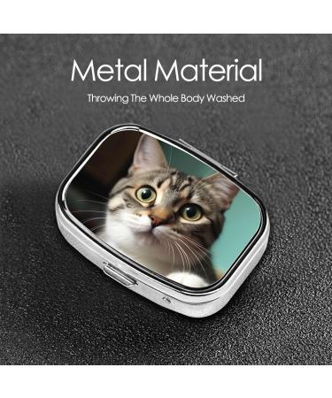 Curious Cat 2 Compartment Pill Case - Cute Travel Pill Organizer for Pocket & Purse Gifts - Buy Online on GoSupps.com