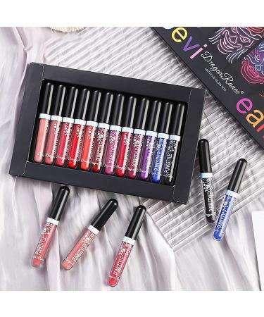 12 Colors Glitter Lip Gloss Set - Gireatick Diamond Shimmer Metallic Liquid Lipstick Kit | Long-Lasting, Waterproof, Non-Stick Cup Lip Gloss - Buy Online on GoSupps.com