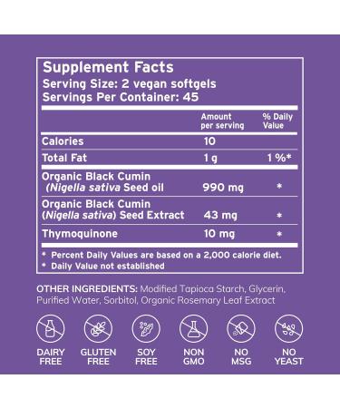 Organic Egyptian Black Cumin Seed Oil (90 Soft Gel Capsules) Cold-Pressed Unrefined Heavy Metal Tested for Purity & Quality Support Healthy Gut Bacteria & Immune System Vegan 90 Count (Pack of 1) - Buy Online on GoSupps.com