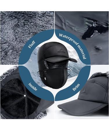 Winter Trapper Hat with Ear Flaps - Windproof Unisex Ushanka Hat in Black - Buy Online on GoSupps.com
