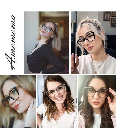 AMOMOMA TR90 Oversized Blue Light Reading Glasses Women | Stylish Square Cat Eye AM6031 0c2.clear 2.5x - Buy Online on GoSupps.com