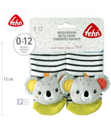 Fehn Baby Koala Socks with Rattles - Promote Motor Skills | Ideal First Baby Socks | International Shipping - Buy Online on GoSupps.com