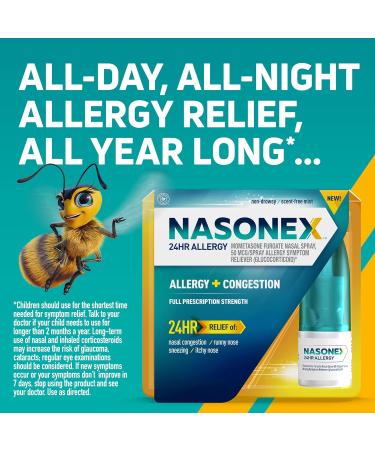 Nasonex 24Hr Allergy Nasal Spray - 120 2 Pack | Fast-acting Relief | Non-Drowsy Formula - Buy Online on GoSupps.com