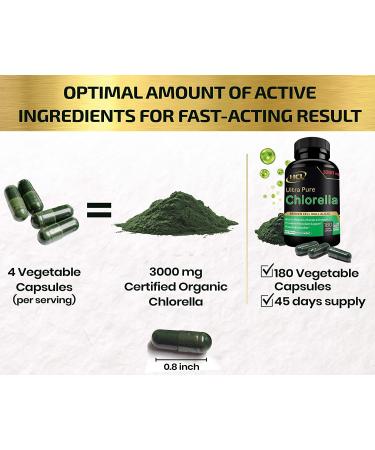 Organic Chlorella Capsules 3000mg - Detox Cleanse & Vegan Protein - USA Made - Buy Online on GoSupps.com