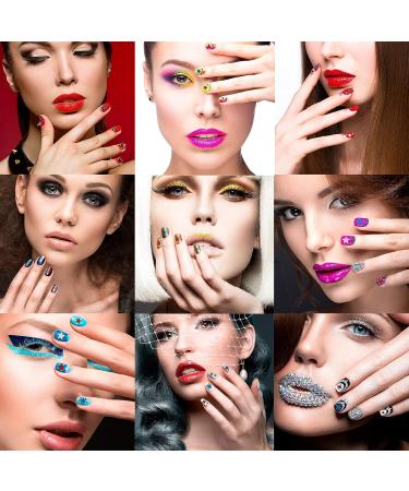 9 Sheet Star Nail Art Stickers Decals with Tweezers - Holographic Nail Glitter Sequins in Red, Silver, Blue - Laser Nail Art Flakes for Stunning Nails - Buy Online on GoSupps.com