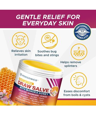 Pergenics Drawing Salve with Real Manuka Honey Ointment for Ingrown Hair Boil & Cyst Splinter Remover Bug Spider Bites Bee Sting Mosquito bite Itch Poison Ivy Minor Cuts Burns 1 Oz - Buy Online on GoSupps.com
