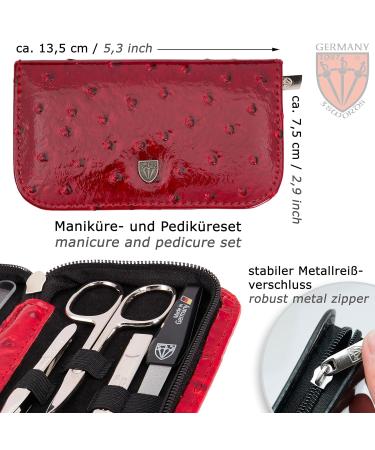 Three Swords 8 pcs Manicure Set 'Roma' | High-Quality Ostrich Leather Imitation Nail Case | Complete Nail Care Tools - Scissors Clippers Tweezers Glass & Sapphire Files - Buy Online on GoSupps.com