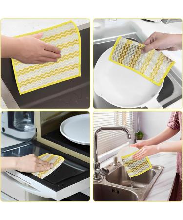 RVEFOT 8Pcs Wire Dishcloth Non-Scratch Wire Dishwashing Towels Absorbent Dishwashing Rags for Wet and Dry Multipurpose Reusable Dishcloths for Plate Pot Countertop Cooktop 23x18cm(Yellow) - Buy Online on GoSupps.com