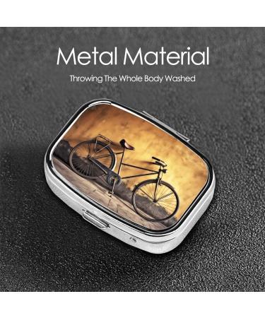 Shop Cute Old Bicycle 2 Compartment Pill Case - Small Travel Pill Organizer for Pocket & Purse Gifts - Buy Online on GoSupps.com