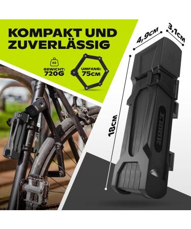 Buy Sabvill Folding Bicycle Lock 75cm | Ultra-Safe E-Bike & MTB Lock with Bracket | Strong Secure Black Bike Lock for International Shipping - Buy Online on GoSupps.com