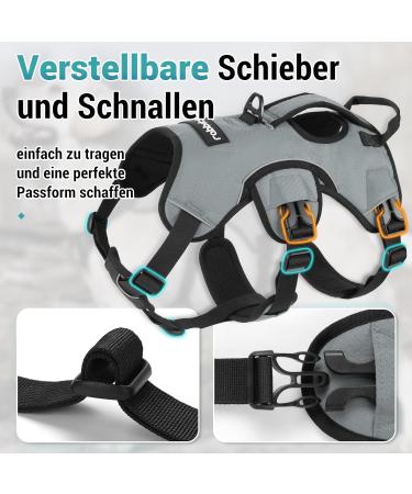 Rabbitgoo Break-Proof Dog Harness for Medium Dogs - Adjustable Breathable Padded Vest with Handle & Anti-Train Safety - Gray XL (1 Pack) - Ship Internationally - Buy Online on GoSupps.com