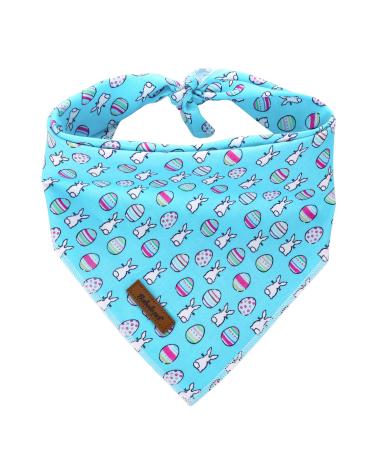 Babole Pet Easter Gift Dog Bandanas, 1PC Rabbit Egg Washable Square Dog Scarfs for Small Medium Large Dogs Adjustable Dogs Bib Scarfs for Girl and Boy(L) L Blue-B