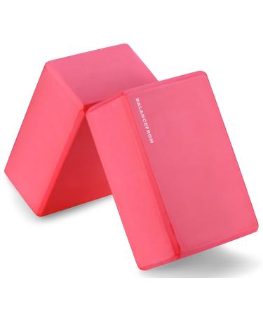 BalanceFrom GoYoga Set of 2 High Density Yoga Blocks, 9"x6"x4" Each Newest Version Red