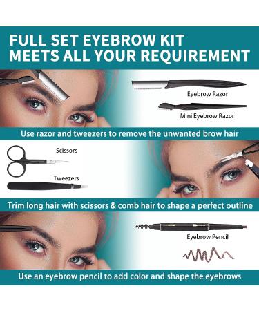 9-in-1 Eyebrow Grooming Kit for Women and Men - Includes Razor, Knife, Razors, Comb, Scissors, Tweezers, Pencil, Brush - Buy Online on GoSupps.com