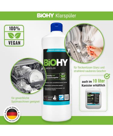 BiOHY Rinse Aid (2 x 1l Bottle) - Eco-Friendly High Concentrate for Commercial Dishwashers | Sparkling Shine on Glasses | BIO-degradable Formula - Buy Online on GoSupps.com
