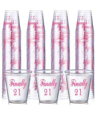 Nuogo 100 Pcs Finally 21 Plastic Shot Glass 21st Birthday Gift Celebrate Twenty One 21st Birthday Gift for Her 21st Birthday Decorations for Her 21st Birthday Shot Glass 21st Birthday Party Supplies