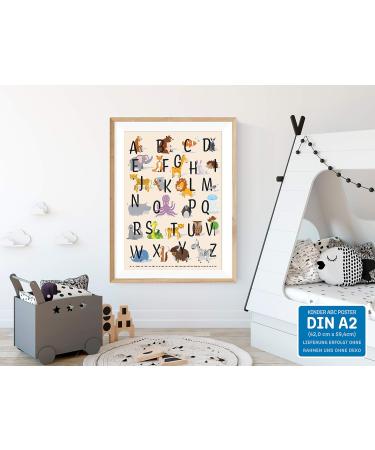 Kizii ABC Poster A2 - Alphabet Learning Posters for Kids | German Letters & Animal Art for Kindergarten Preschool Primary School - Buy Online on GoSupps.com