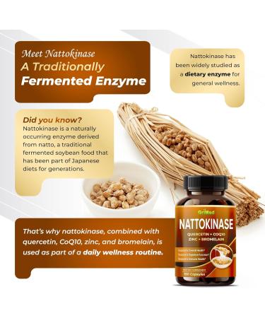GriMed Nattokinase Capsules with Quercetin CoQ10 Zinc & Bromelain Dietary Supplement 150 Capsules - Buy Online on GoSupps.com