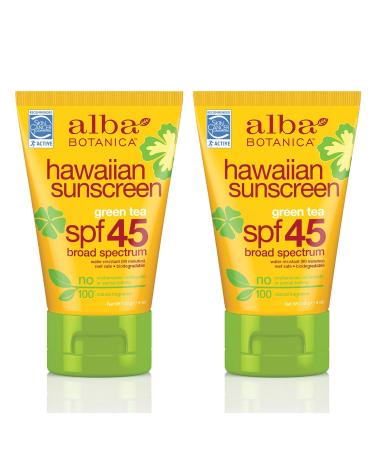 Alba Botanica Green Tea Hawaiian SPF 45 Sunscreen 4 oz. (Pack of 2) - Sun protection for sensitive skin - Buy Online on GoSupps.com