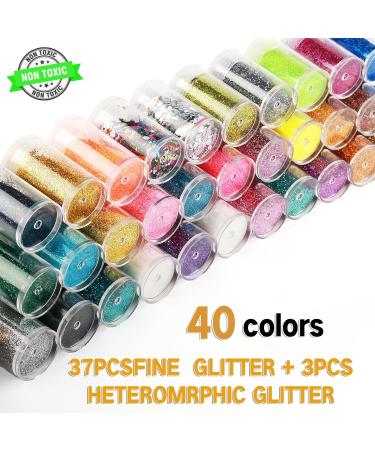 Ultra Fine Glitter Set - 40 Jars (0.21oz Each) | Cosmetic Glitter for Nails Body Face Hair & Crafts - Perfect for Makeup Tumblers Slime & More - Buy Online on GoSupps.com