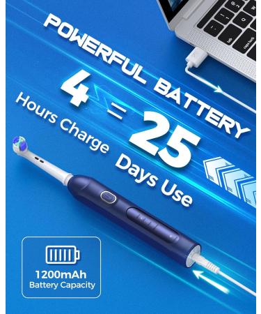 Rotating Electric Toothbrush for Adults with 8 Brush Heads (2 Types) 4 Modes Deep Clean Electric Toothbrush with Rechargeable Power and 2 Min Smart Timer Deepblue 4-deepblue - Buy Online on GoSupps.com