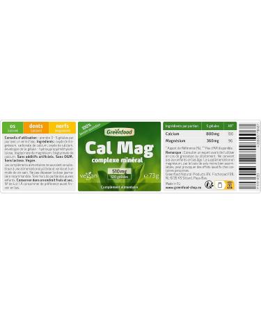 Greenfood Calcium + Magnesium 510 mg - highest bioavailability in the ideal ratio 2:1 (calcium/magnesium). No artificial additives. No genetic engineering. Vegan. - Buy Online on GoSupps.com