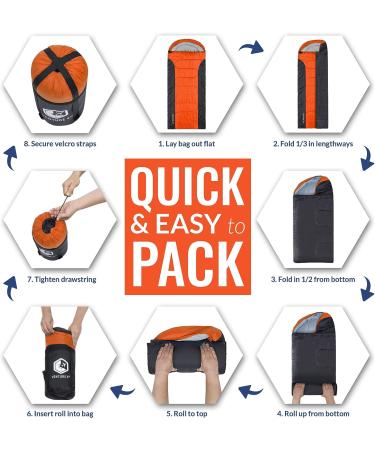 VENTURE 4TH Backpacking Sleeping Bag - Lightweight Warm & Cold Weather for Adults, Kids, Couples - Ideal for Hiking, Camping & Outdoor Adventures - XXL Double Size 4.5lbs | Orange/Gray - Buy Online on GoSupps.com