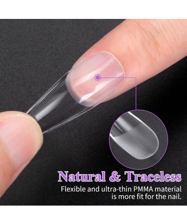 500 Piece Artificial Nail Tips Set - Soft Gel Full Cover Ballerina & Coffee Nails for DIY Nail Art with Glue - Buy Online on GoSupps.com